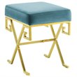 Modway Twist Velvet Ottoman in Gold and Sea Blue