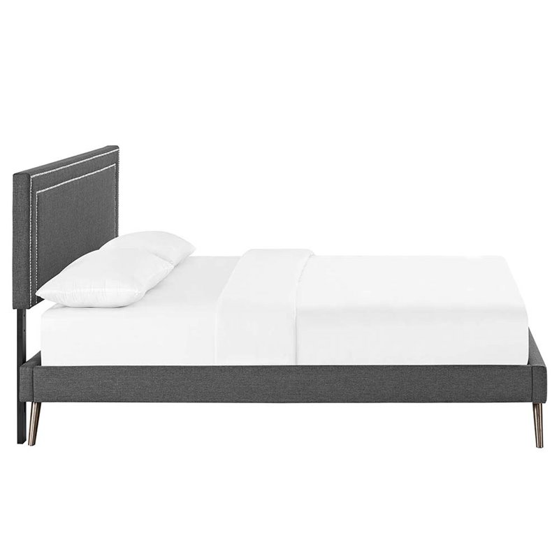 Modway Virginia Upholstered Full Platform Panel Bed in Gray
