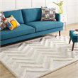 Modway Whimsical 5' x 8' Abstract Chevron Shag Area Rug in Ivory
