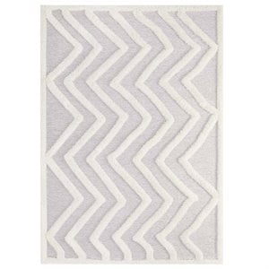 Modway Whimsical 5' x 8' Abstract Chevron Shag Area Rug in Ivory