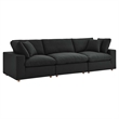 Modway Commix 3-Piece Fabric Down Filled Sectional Sofa Set in Gray