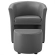 Modway Divulge Modern Faux Leather Armchair and Ottoman in Gray