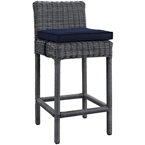 Modway Summon Modern Aluminum and Rattan Patio Bar Stool in Gray