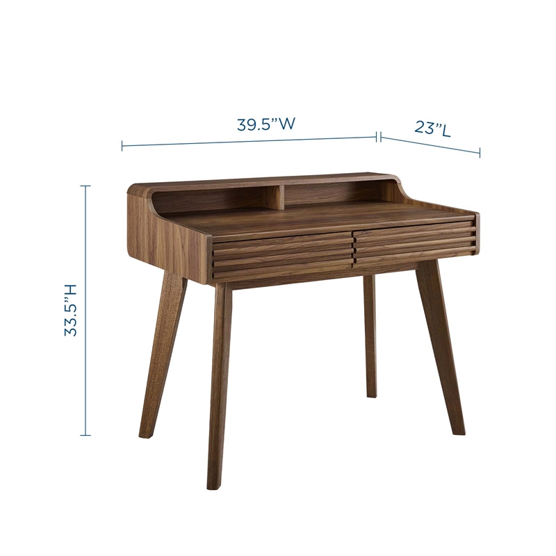 Modway Render Modern Wood Grain Laminate Writing Desk in Walnut