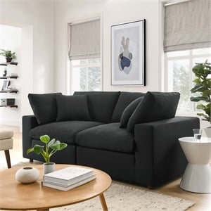 Modway Commix 2-Piece Fabric Down Filled Sectional Sofa Set in Azure