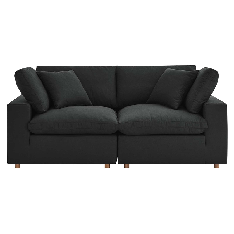 Modway Commix 2-Piece Fabric Down Filled Sectional Sofa Set in Azure