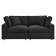 Modway Commix 2-Piece Fabric Down Filled Sectional Sofa Set in Azure