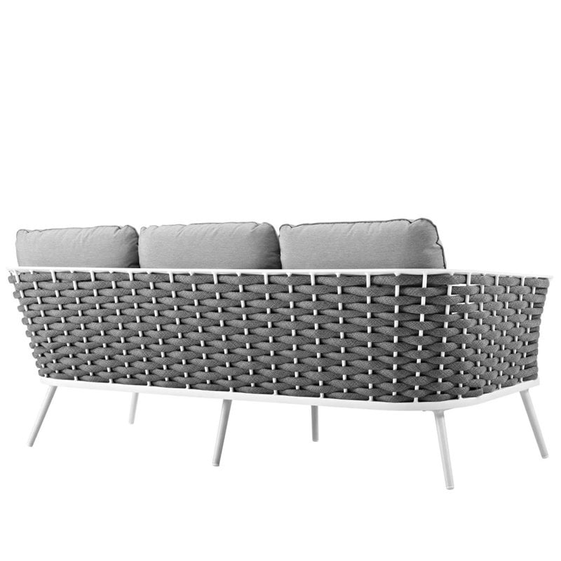 Modway Stance Aluminum & Fabric Patio Sofa in White and Gray