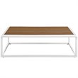 Modway Stance Aluminum & Wood Patio Coffee Table in White and Natural