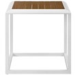 Modway Stance Aluminum Wood Patio Side Table in White and Natural