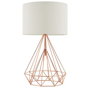 Modway Precious Modern Metal & Fabric Table Lamp in Rose Gold/Cream