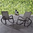 Modway Traveler Aluminum & Mesh Patio Rocking Chair in Black (Set of 2)