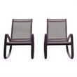 Modway Traveler Aluminum & Mesh Patio Rocking Chair in Black (Set of 2)