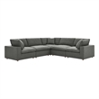 Modway Commix 5-Piece Fabric Down Filled Corner Sectional Sofa Set in Gray