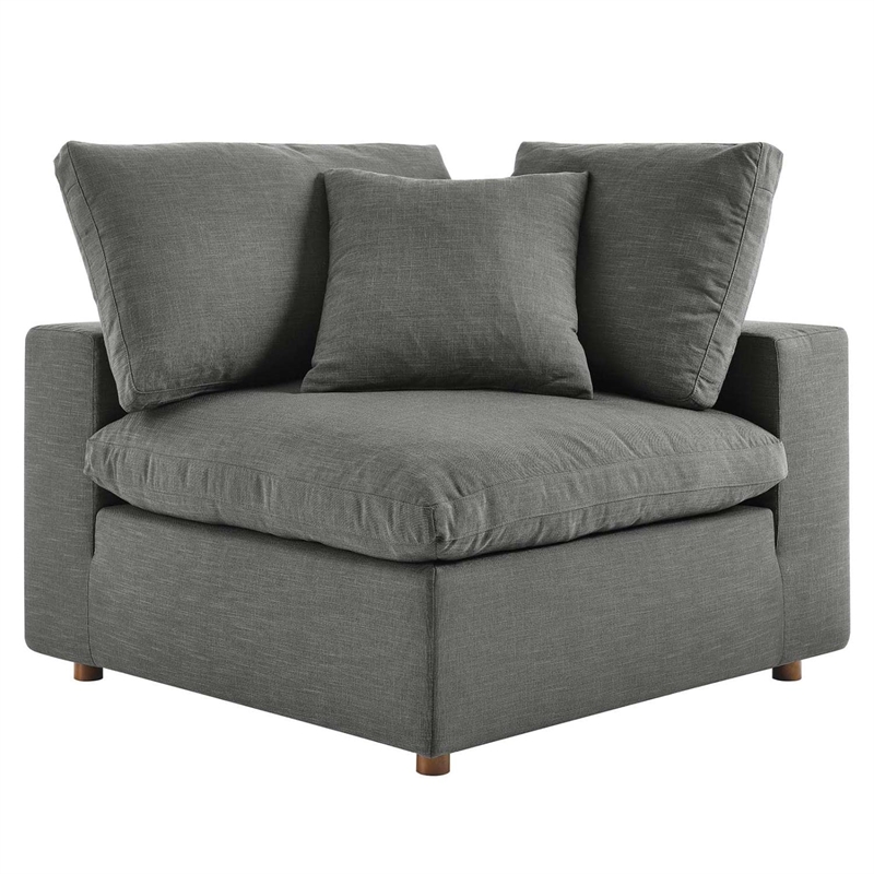 Modway Commix 5-Piece Fabric Down Filled Armless Sectional Sofa Set in Gray