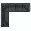 Modway Commix 6-Piece Fabric Down Filled Overstuffed Sectional Sofa Set in Gray