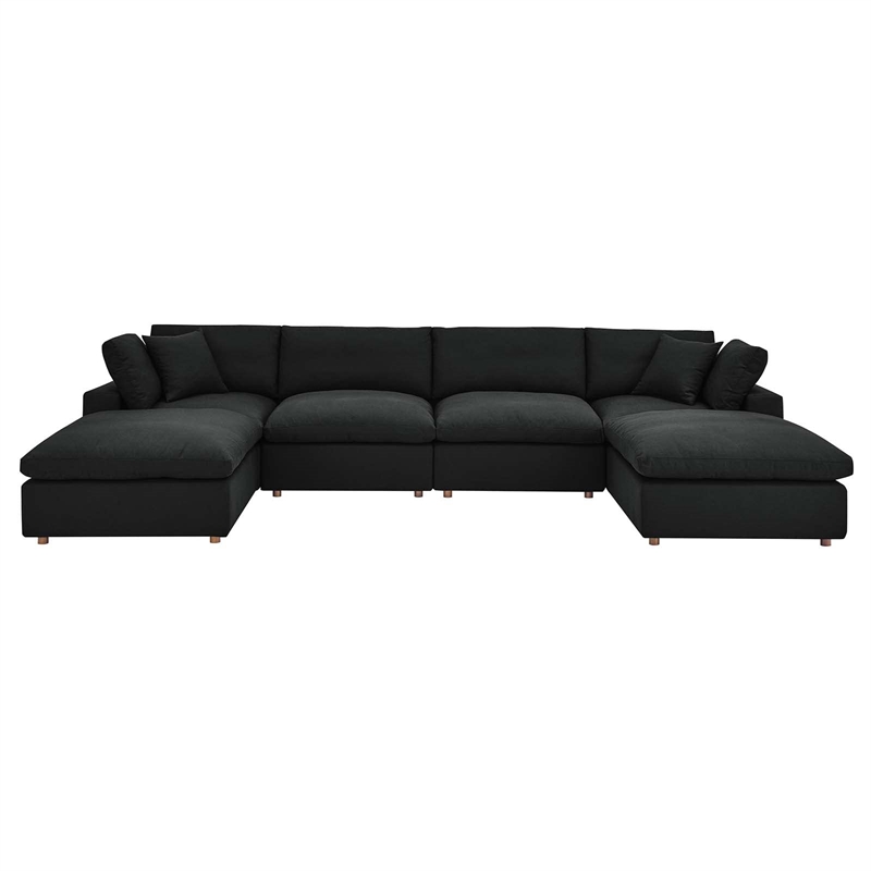 Modway Commix 6-Piece Fabric Down Filled Sectional Sofa Set in Gray