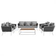 Modway Stance 6-Piece Aluminum & Fabric Patio Sofa Set in White/Gray