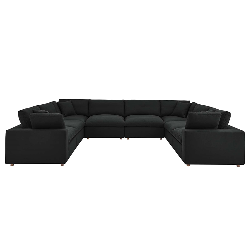 Modway Commix 8-Piece Fabric Down Filled Sectional Sofa Set in Gray
