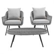 Modway Endeavor 3-Piece Rattan Patio Conversation Set in Gray