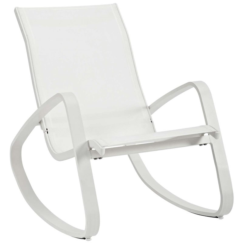 Modway Traveler Aluminum & Mesh Patio Rocking Chair in White (Set of 2)