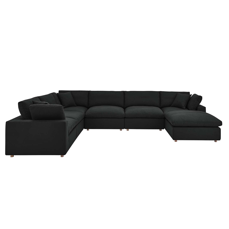Modway Commix 7-Piece Fabric Down Filled Sectional Sofa Set in Gray