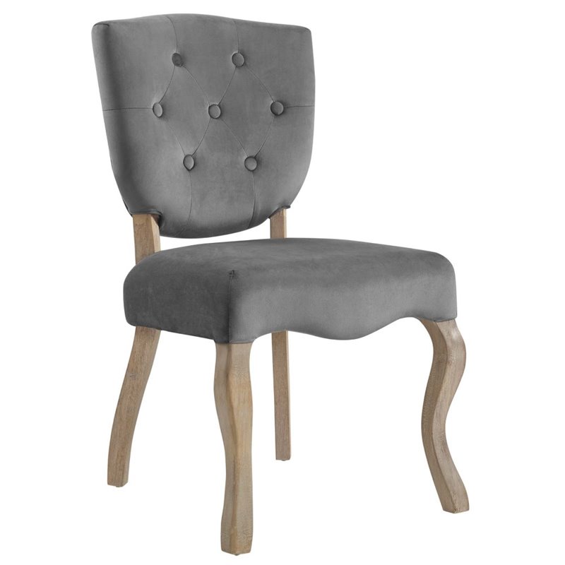 modway array 20&quot modern velvet polyester dining side chair in gray (set of 2)
