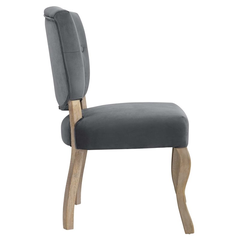 modway array 20&quot modern velvet polyester dining side chair in gray (set of 2)
