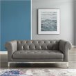 Modway Idyll Tufted Button Upholstered Leather Chesterfield Loveseat in Gray