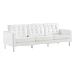 Modway Loft Tufted Vegan Leather Stainless Steel Sofa in Silver/White