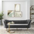 Modway Opportunity Vertical Channel Tufted Curved Velvet Sofa in Gray