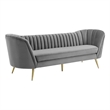 Modway Opportunity Vertical Channel Tufted Curved Velvet Sofa in Gray