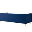 Modway Delight Tufted Button Performance Velvet Stainless Steel Sofa in Navy