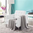 Modway Loft Tufted Vegan Leather Stainless Steel Armchair in Silver/White