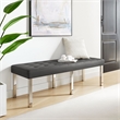 Modway Loft Tufted Large Upholstered Faux Leather Bench in Silver and Gray