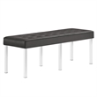 Modway Loft Tufted Large Upholstered Faux Leather Bench in Silver and Gray
