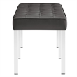 Modway Loft Tufted Large Upholstered Faux Leather Bench in Silver and Gray