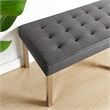 Modway Loft Tufted Large Upholstered Faux Leather Bench in Silver and Gray