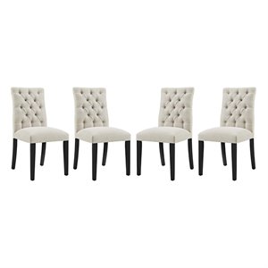 Modway Duchess 21.5&quot Fabric Solid Rubberwood Dining Chair in Beige (Set of 4)