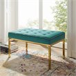 Modway Loft Stainless Steel Leg Medium Performance Velvet Bench in Gold/Teal