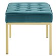 Modway Loft Stainless Steel Leg Medium Performance Velvet Bench in Gold/Teal