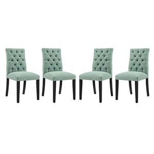 Modway Duchess 21.5&quot Fabric Solid Rubberwood Dining Chair in Laguna (Set of 4)