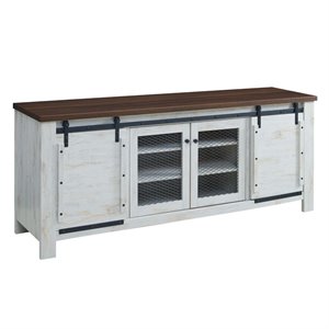 Modway Bennington 71&quot Rustic Particleboard Sliding Door TV Stand in White