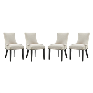 Modway Marquis 20.5&quot Rubberwood and Fabric Dining Chair in Beige (Set of 4)