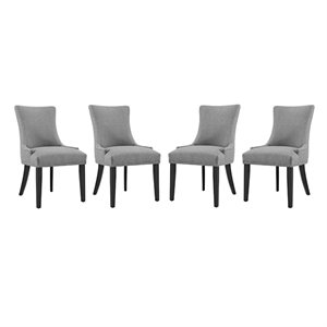 Modway Marquis 20.5&quot Rubberwood and Fabric Dining Chair in Light Gray (Set of 4)
