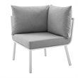 Modway Riverside Outdoor Patio Aluminum Corner Chair in White/Gray