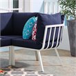Modway Riverside Outdoor Patio Aluminum Corner Chair in White/Navy