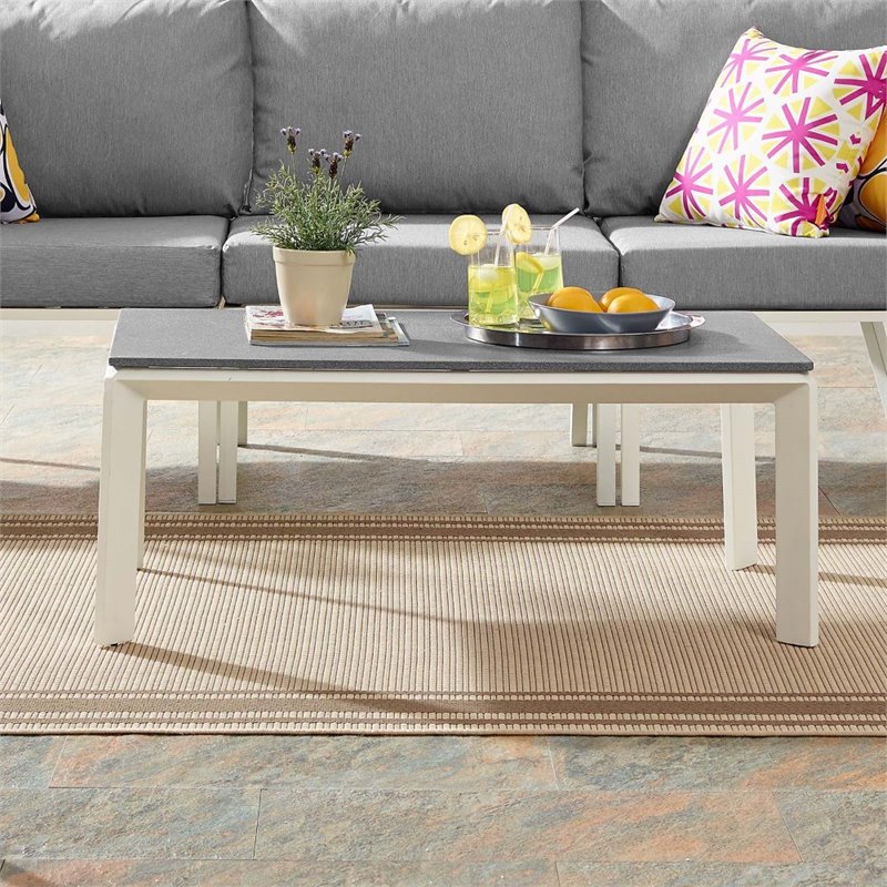 Modway Riverside Aluminum Outdoor Patio Coffee Table in White