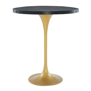 Modway Drive Modern Style Pine Wood and Iron Bar Table in Black/Gold