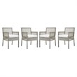 Modway Aura Outdoor Patio Wicker Rattan Dining Armchair in Gray/White (Set of 4)